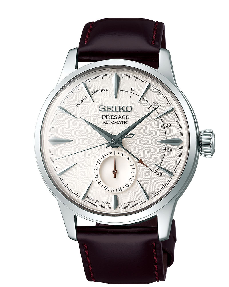 限定モデルは、秒針、分針に「曲げ針」を採用。高い視認性を誇る。また、プレザージュ全モデルに標準装備される、３つのセイコー独自技術も搭載。耐震構造の「ダイヤショック」、巻き上げ効率とメンテ性の向上を両立させた「マジックレバー」、ゼンマイの性能向上を実現した独自の合金技術「スプロン」。いずれも、機械式時計を日常で使いやすく、安定した精度で、長く愛用して欲しい、との想いから生まれたセイコーの独自技術だ。