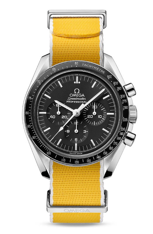 新色のNATOストラップは、五輪のカラーにインスパイアされた６色も。ストラップ幅は19-20mm、21-22mmの2種。各1万8000円。