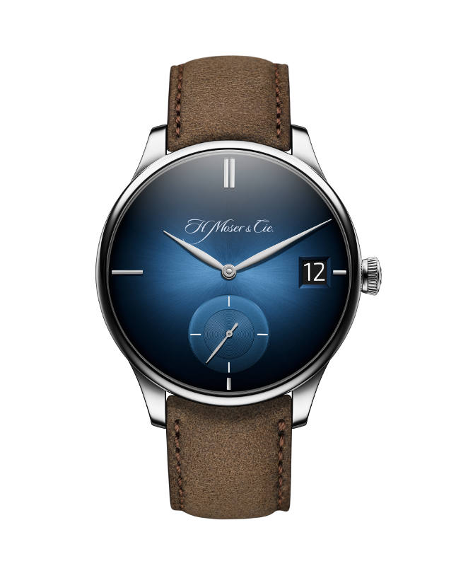 ベンチャー・ビッグデイト ピュリティ／ファンキーブルーダイヤル。手巻き。径41.5mm。18KWGケース。レザーストラップ。50個限定。３６５万円（税抜）。発売中。お問い合わせ先：イースト・ジャパンTel.03-3833-9602